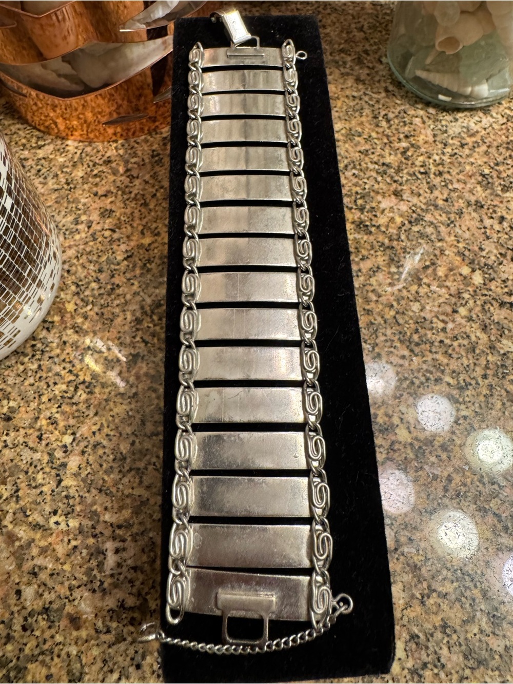1970’s Retro Wide Silver-Tone Link Bracelet — Polished Statement Piece